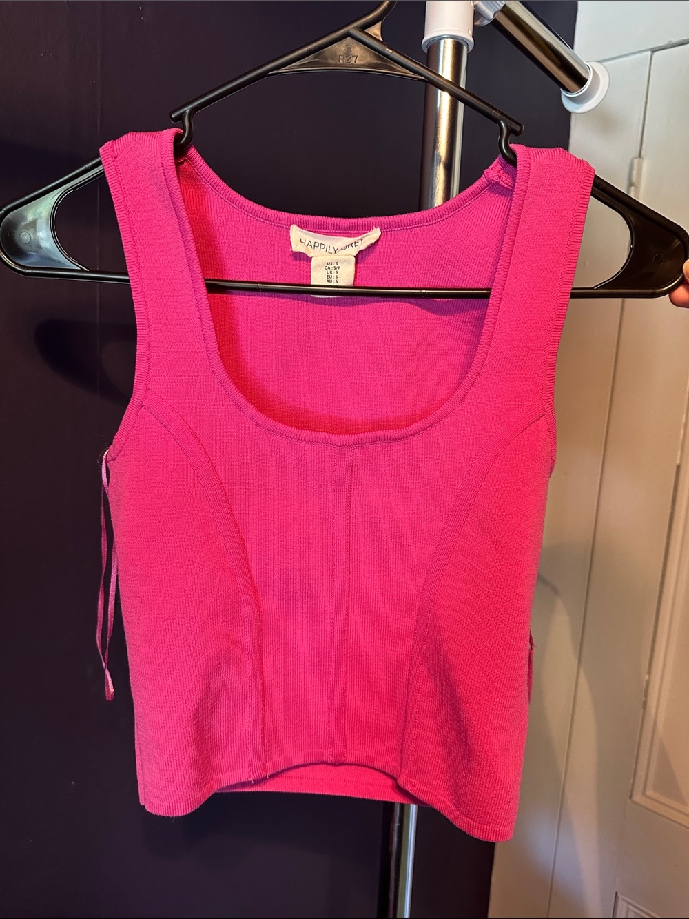 Happily Made Hot Pink Ribbed Scoop Tank